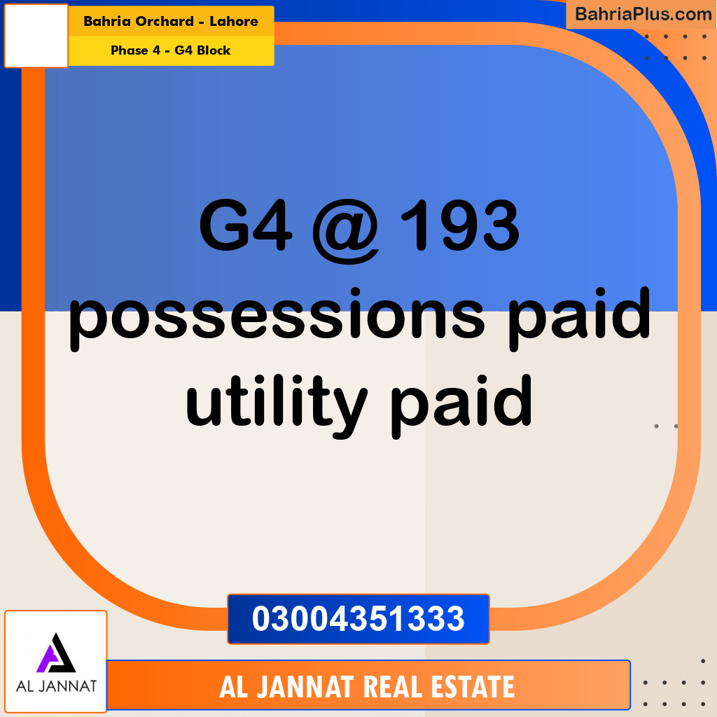 10 Marla Residential Plot for Sale in Phase 4 - G4 Block -  Bahria Orchard, Lahore - (BP-302882)