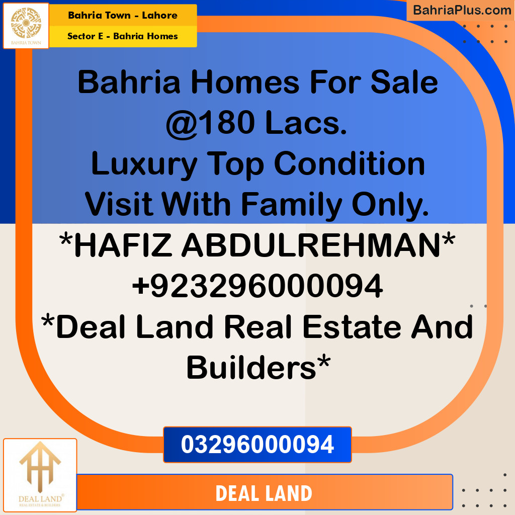 Residential House for Rent in Sector E - Bahria Homes -  Bahria Town, Lahore - (BP-302920)