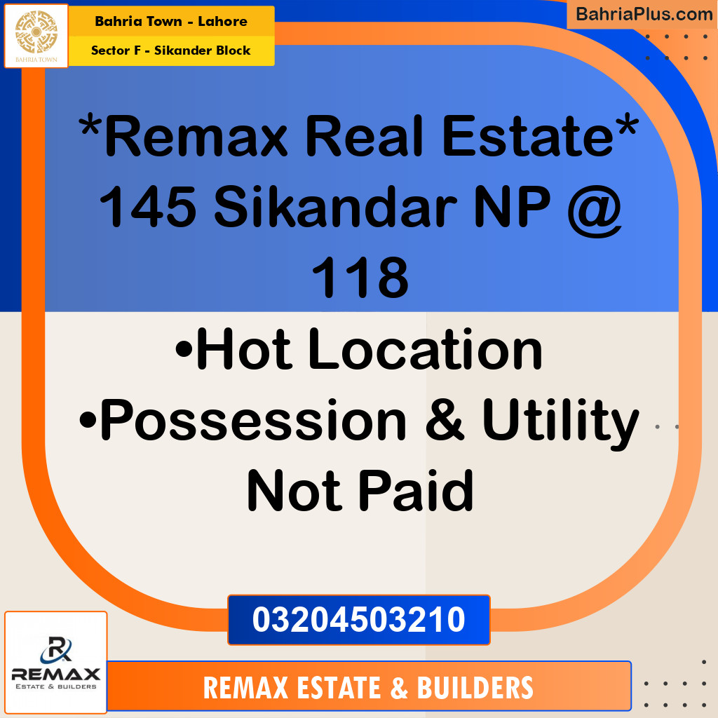 10 Marla Residential Plot for Sale in Sector F - Sikander Block -  Bahria Town, Lahore - (BP-302921)