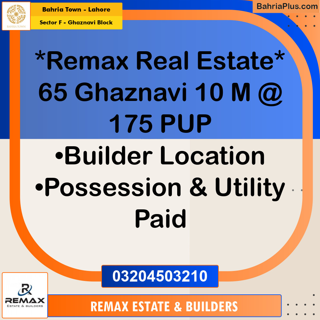 10 Marla Residential Plot for Sale in Sector F - Ghaznavi Block -  Bahria Town, Lahore - (BP-302935)