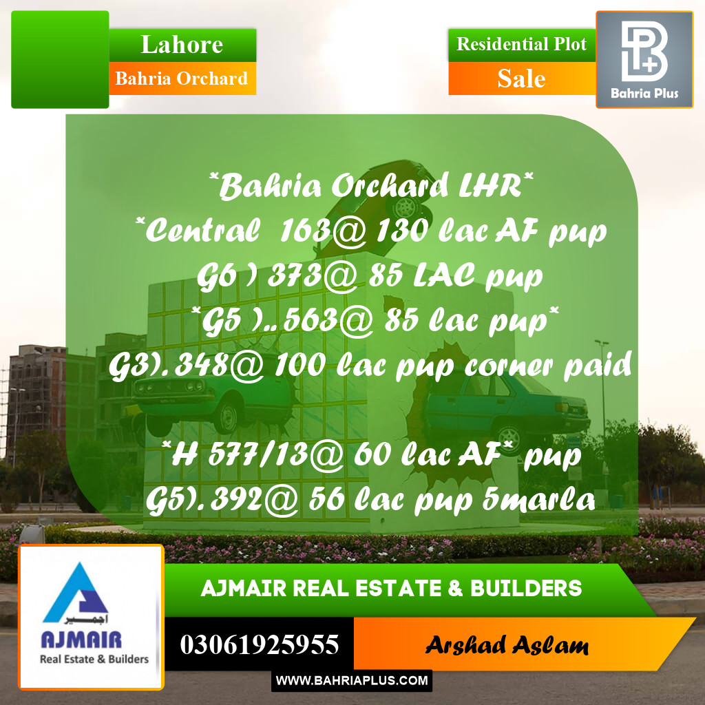 Residential Plot for Sale in Bahria Orchard, Lahore - (BP-302953)
