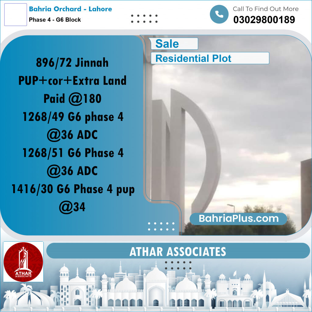 5 Marla Residential Plot for Sale in Phase 4 - G6 Block -  Bahria Orchard, Lahore - (BP-303011)