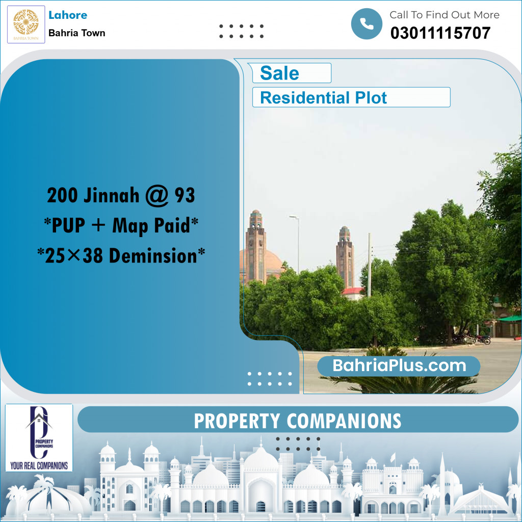 Residential Plot for Sale in Bahria Town, Lahore - (BP-303045)