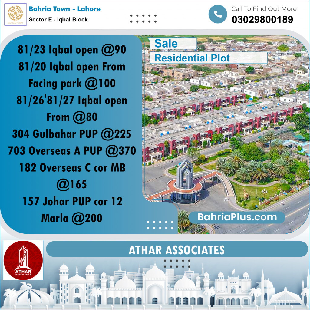 5 Marla Residential Plot for Sale in Sector E - Iqbal Block -  Bahria Town, Lahore - (BP-303059)