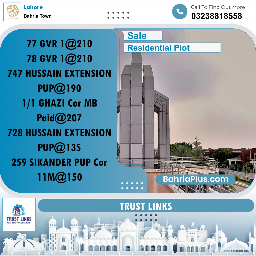 Residential Plot for Sale in Bahria Town, Lahore - (BP-303079)