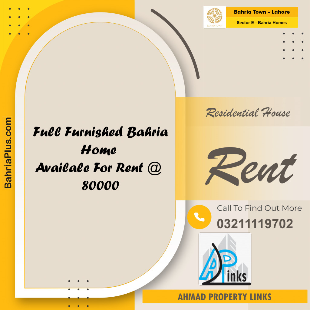 6.11 Marla Residential House for Rent in Sector E - Bahria Homes -  Bahria Town, Lahore - (BP-303090)