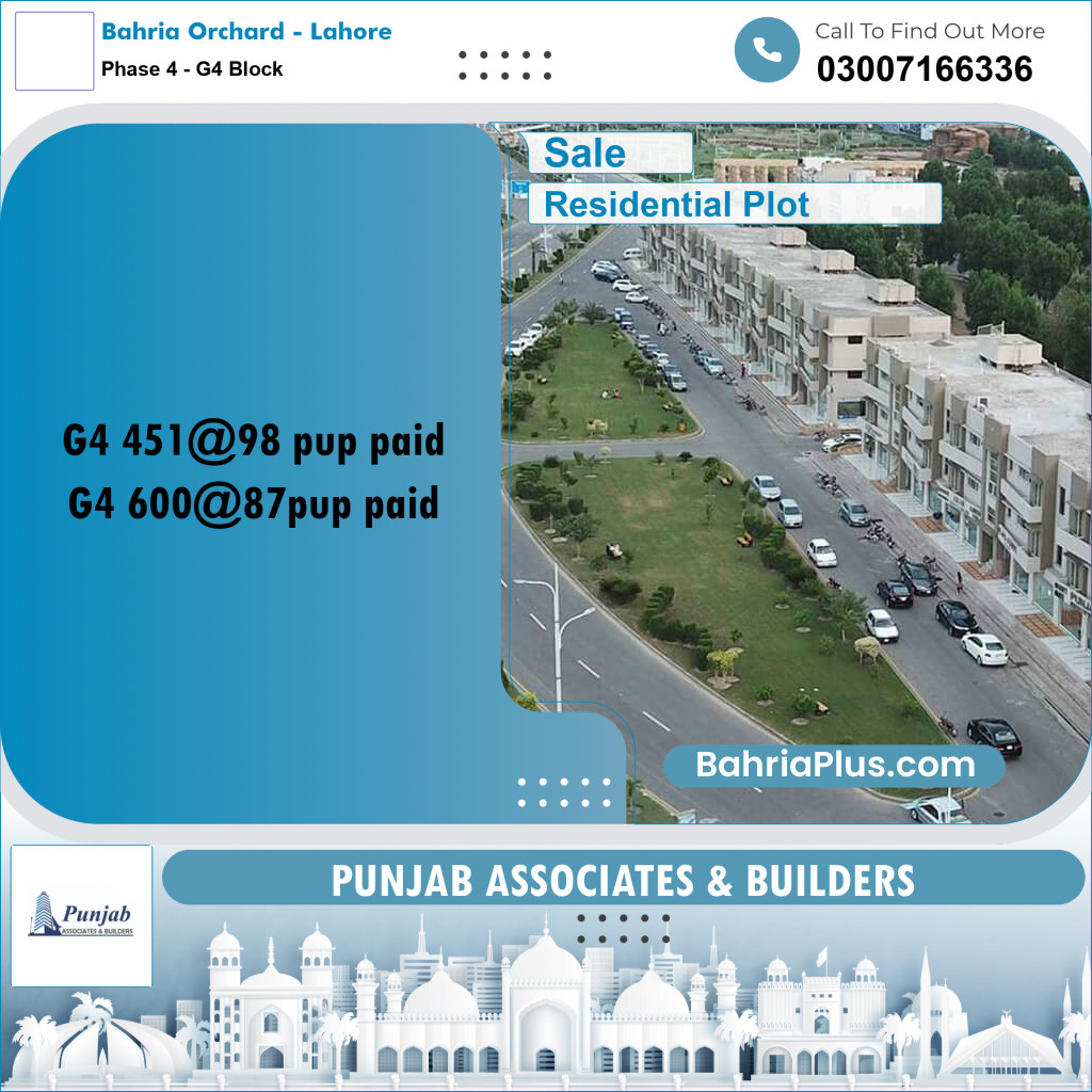 Residential Plot for Sale in Phase 4 - G4 Block -  Bahria Orchard, Lahore - (BP-303128)