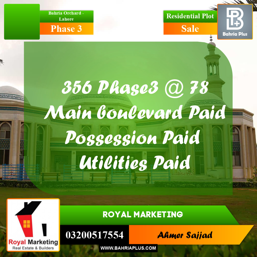 Residential Plot for Sale in Phase 3 -  Bahria Orchard, Lahore - (BP-303152)