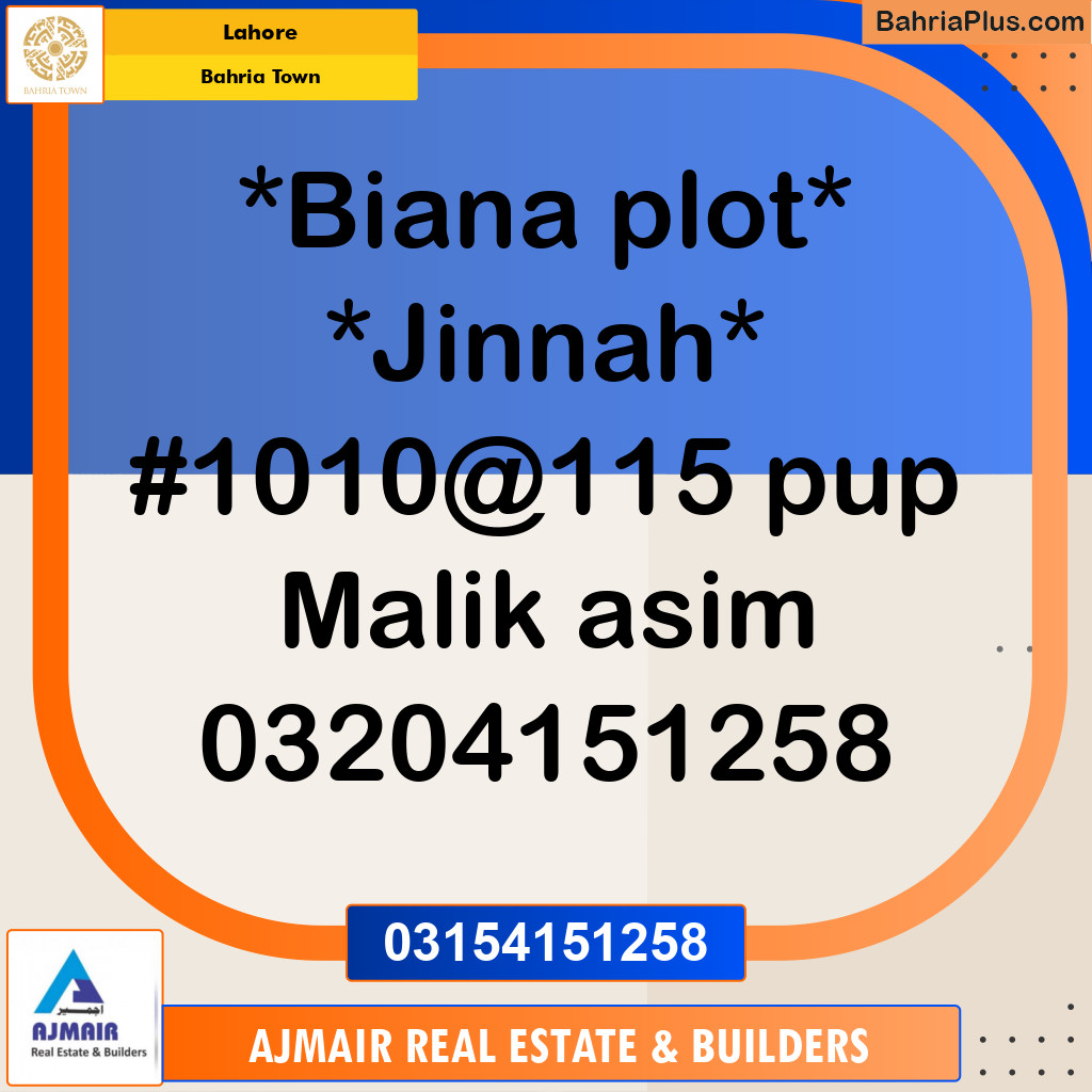 Residential Plot for Sale in Bahria Town, Lahore - (BP-303159)