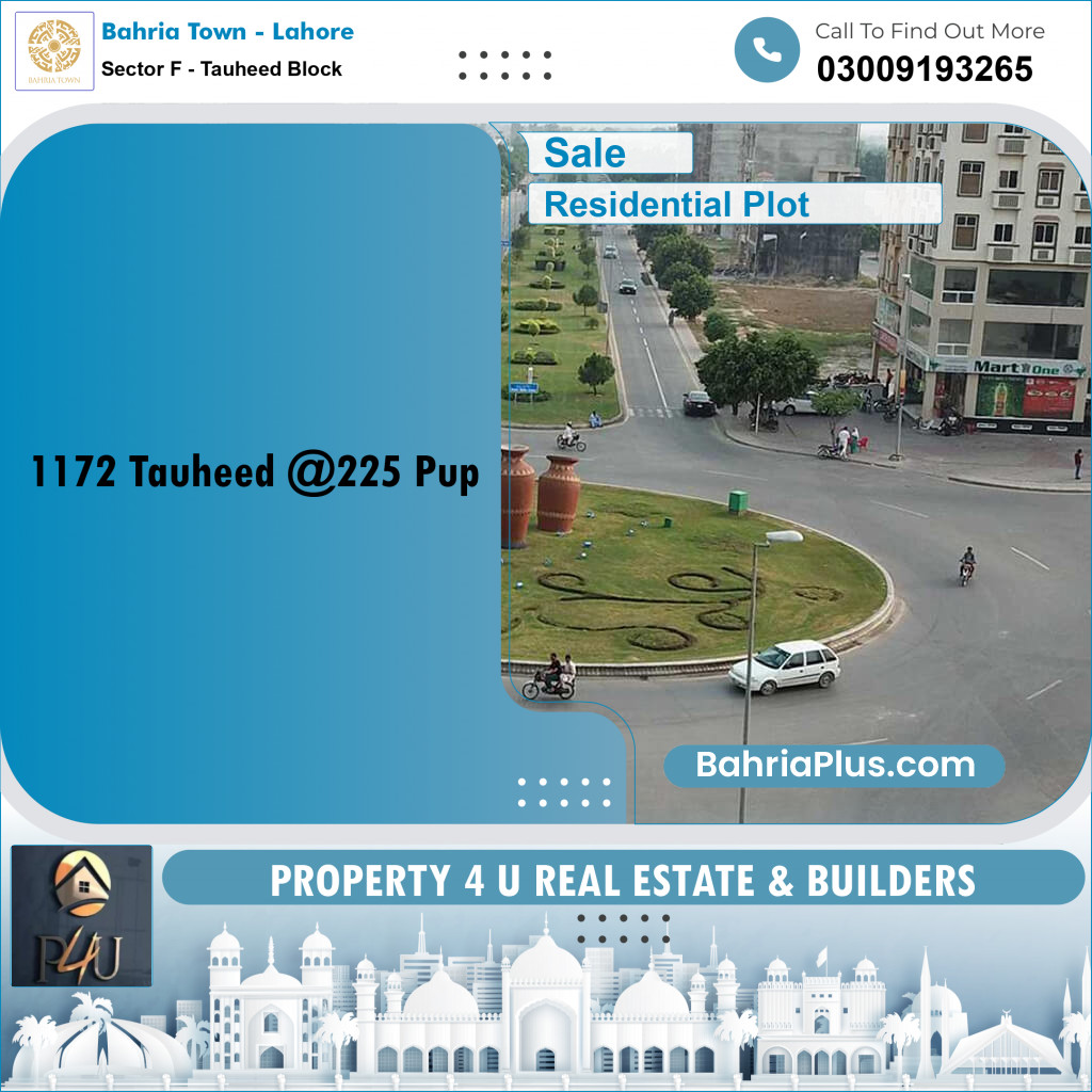 1 Kanal Residential Plot for Sale in Sector F - Tauheed Block -  Bahria Town, Lahore - (BP-303167)