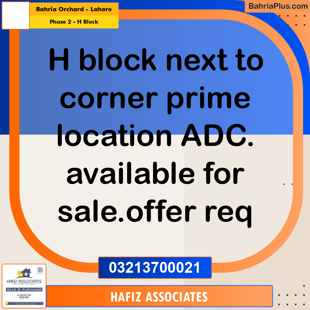 8 Marla Residential Plot for Sale in Phase 2 - H Block -  Bahria Orchard, Lahore - (BP-303196)