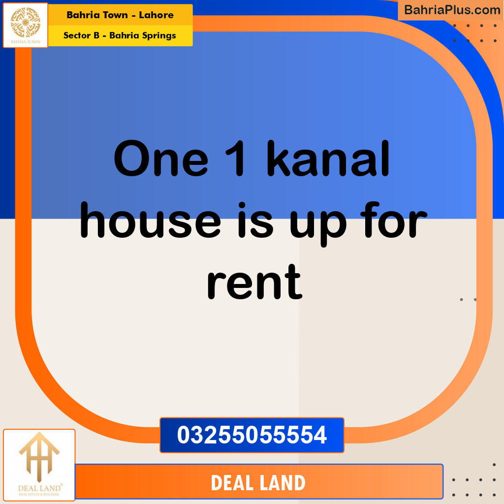 1 Kanal Residential House for Rent in Sector B - Bahria Springs -  Bahria Town, Lahore - (BP-303201)