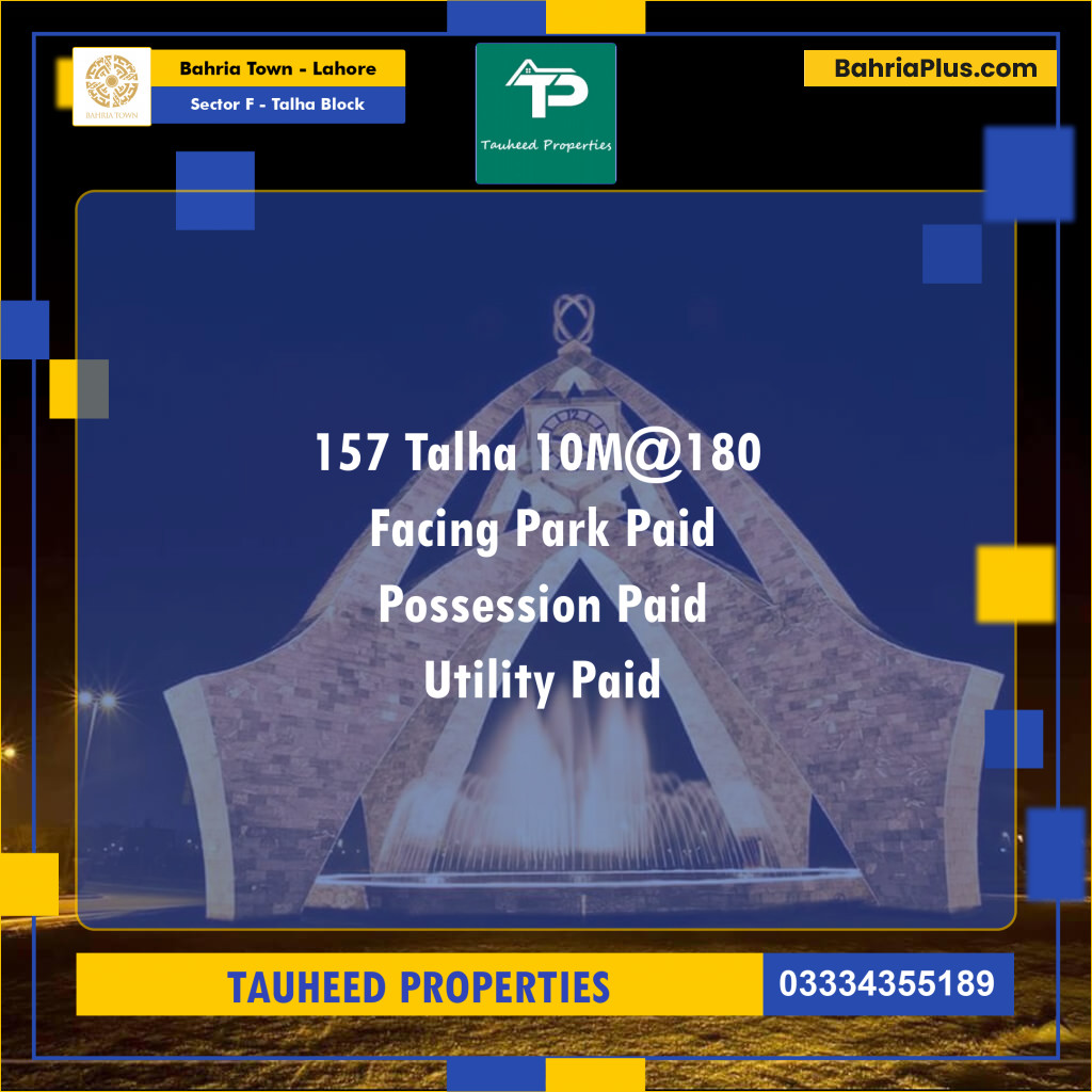 10 Marla Residential Plot for Sale in Sector F - Talha Block -  Bahria Town, Lahore - (BP-303288)