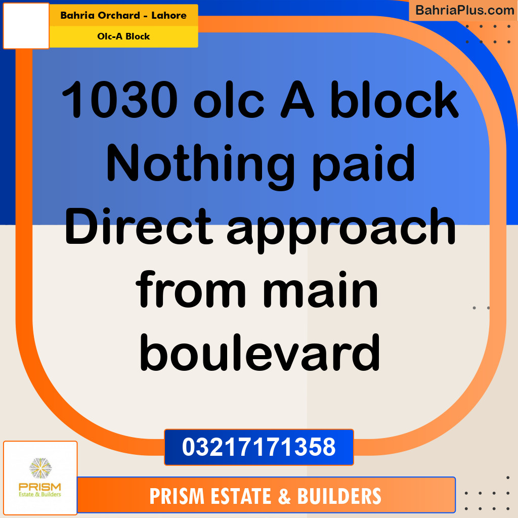 5 Marla Residential Plot for Sale in OLC-A Block -  Bahria Orchard, Lahore - (BP-303296)
