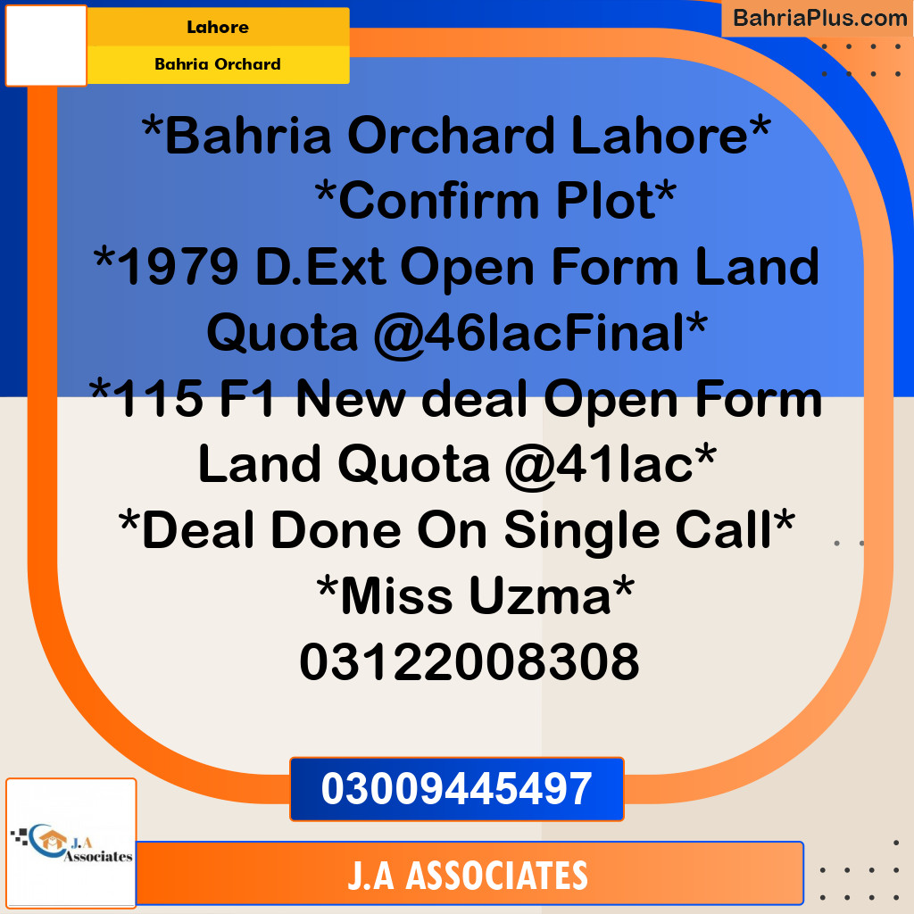 Residential Plot for Sale in Bahria Orchard, Lahore - (BP-303387)