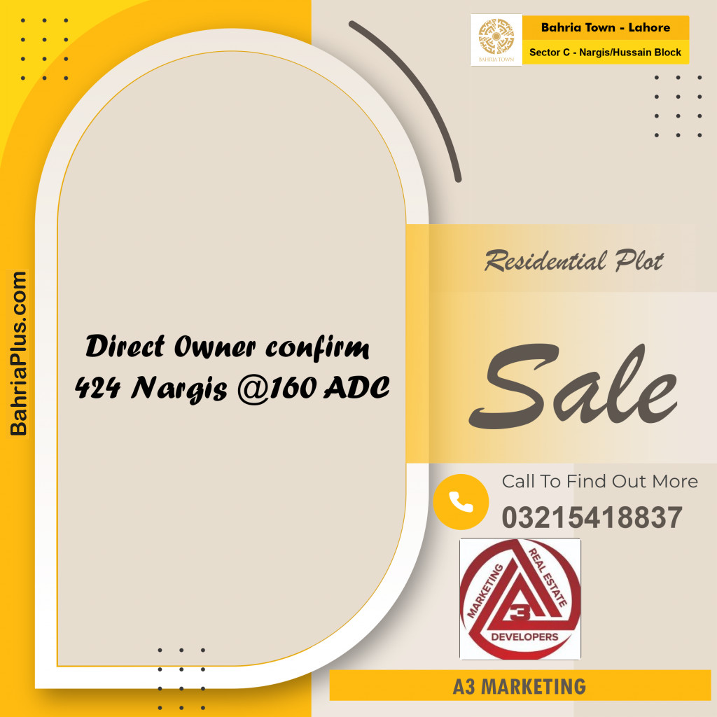 10 Marla Residential Plot for Sale in Sector C - Nargis/Hussain Block -  Bahria Town, Lahore - (BP-303401)