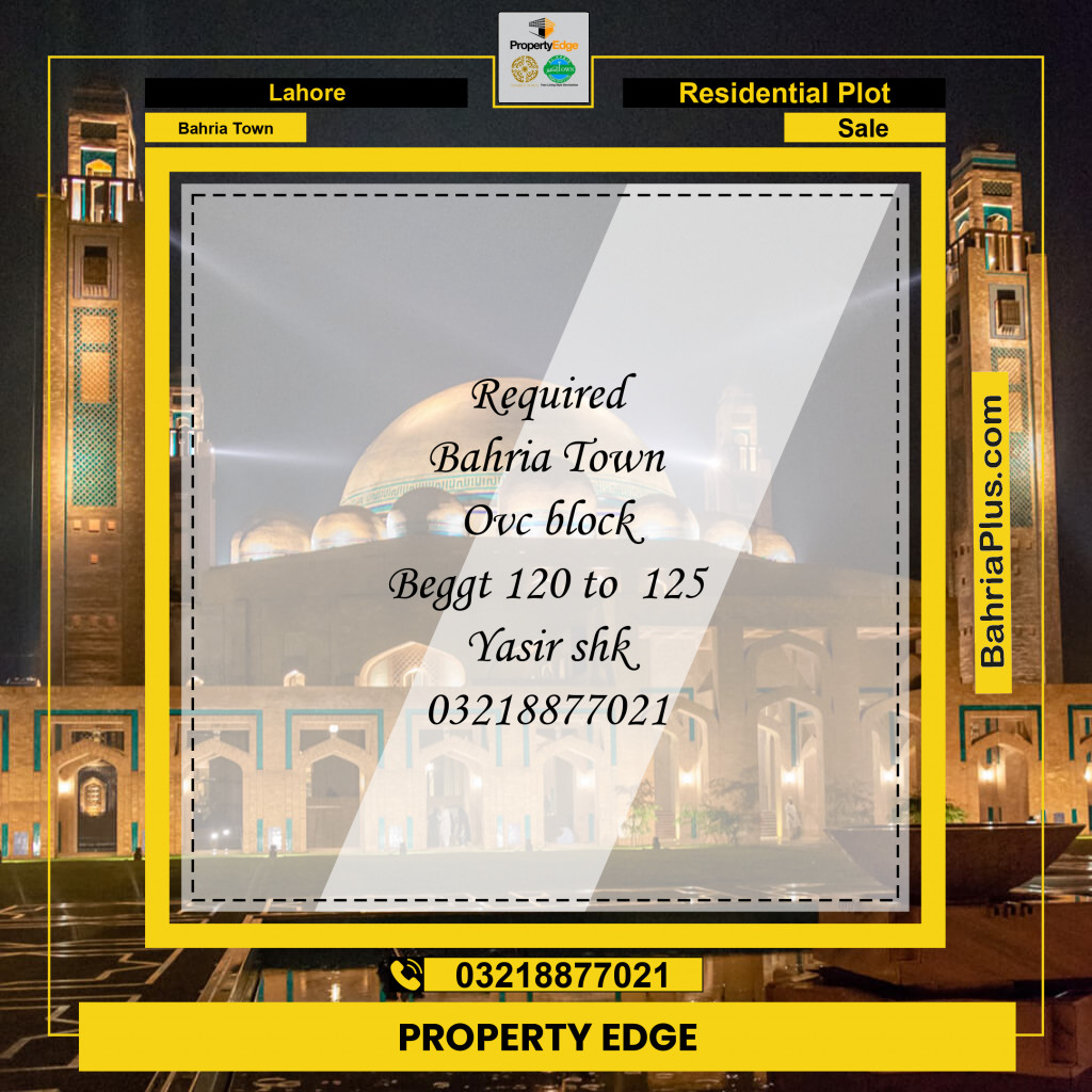 Residential Plot for Sale in Bahria Town, Lahore - (BP-303422)