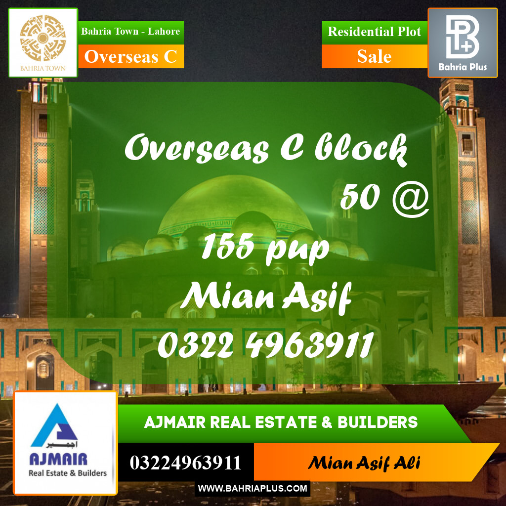 Residential Plot for Sale in Overseas C -  Bahria Town, Lahore - (BP-303502)