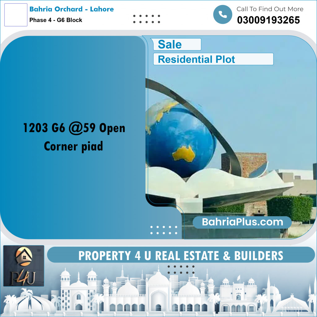 10 Marla Residential Plot for Sale in Phase 4 - G6 Block -  Bahria Orchard, Lahore - (BP-303510)