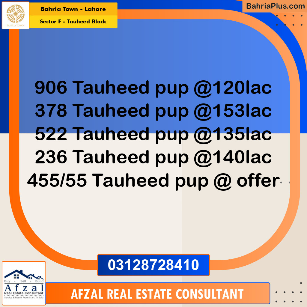 Residential Plot for Sale in Sector F - Tauheed Block -  Bahria Town, Lahore - (BP-303523)