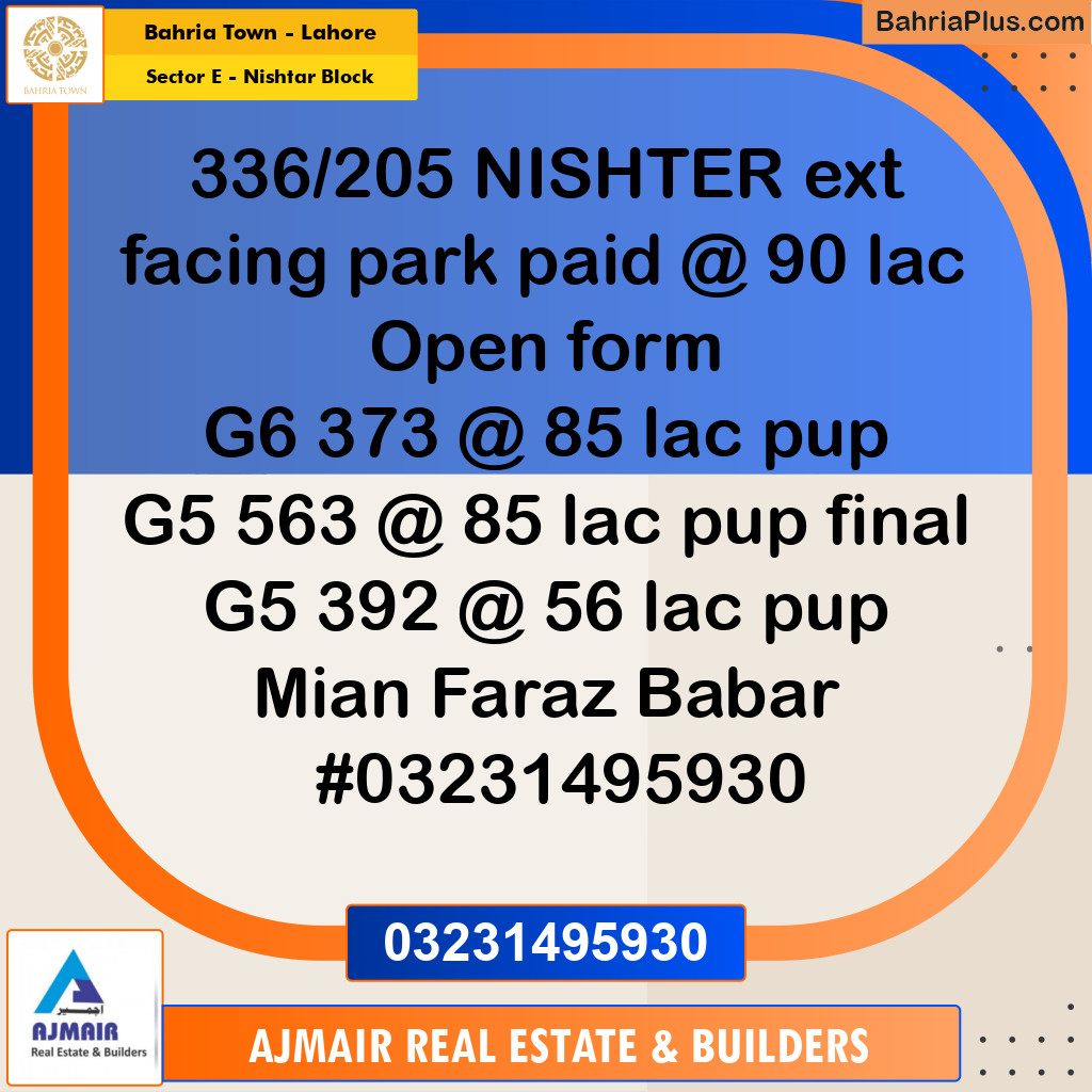 5 Marla Residential Plot for Sale in Sector E - Nishtar Block -  Bahria Town, Lahore - (BP-303539)