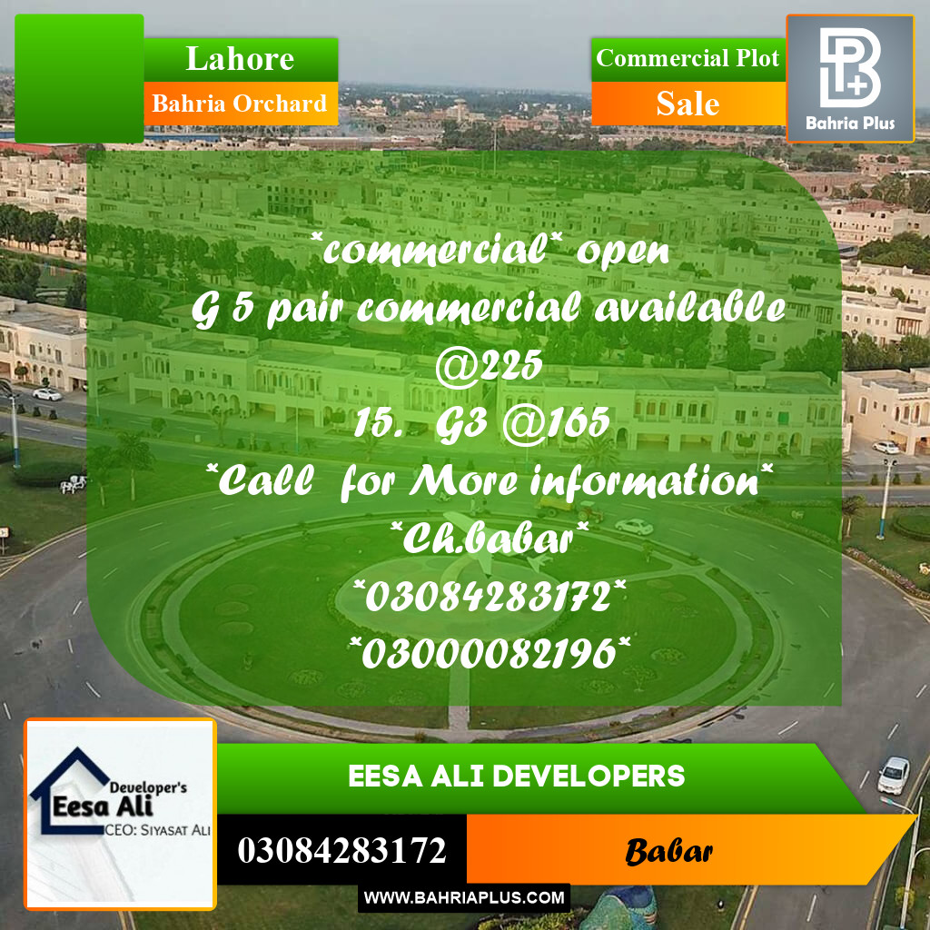 Commercial Plot for Sale in Bahria Orchard, Lahore - (BP-303550)