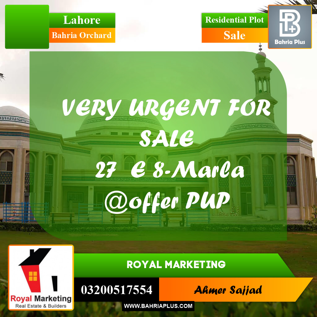 Residential Plot for Sale in Bahria Orchard, Lahore - (BP-303590)