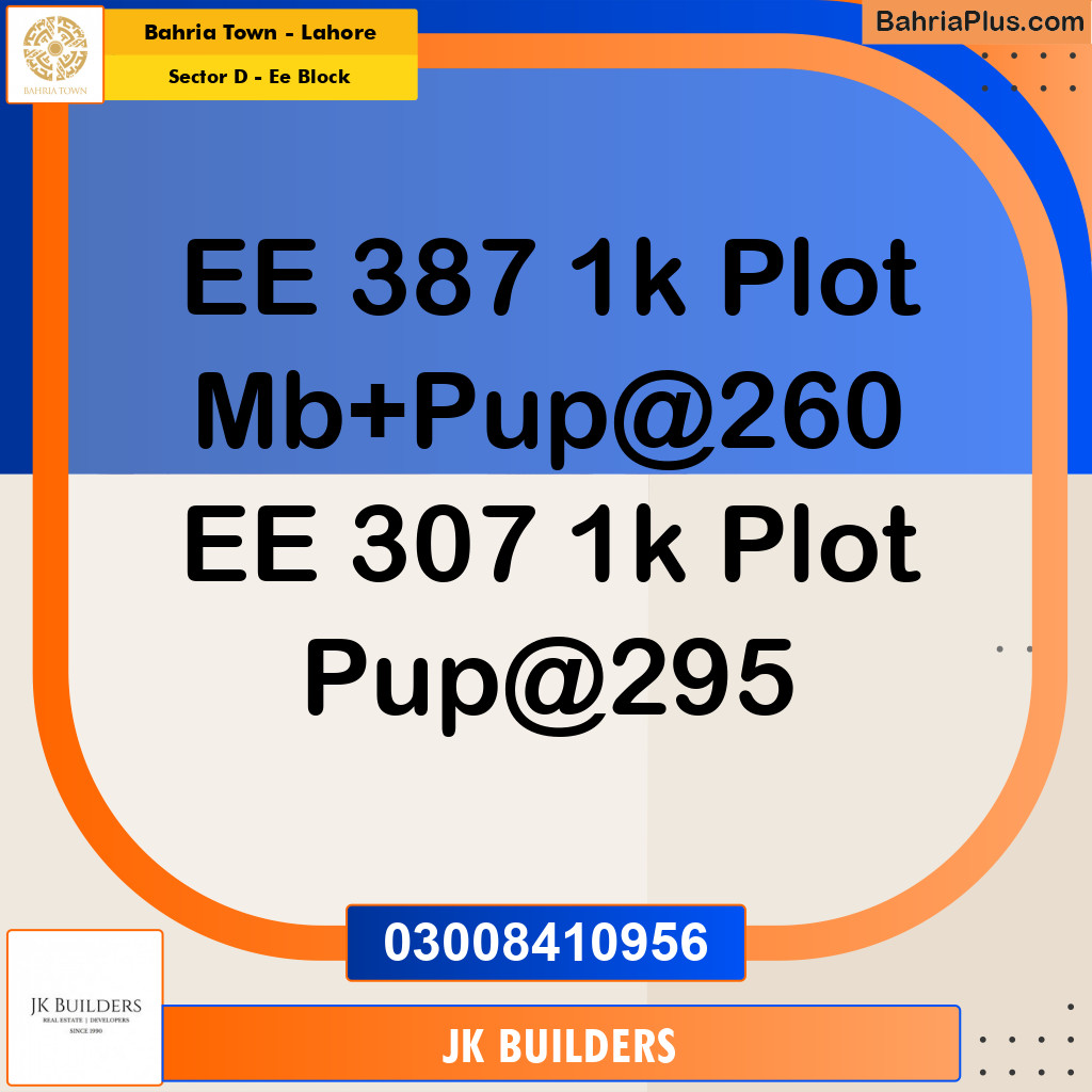 1 Kanal Residential Plot for Sale in Sector D - EE Block -  Bahria Town, Lahore - (BP-303609)