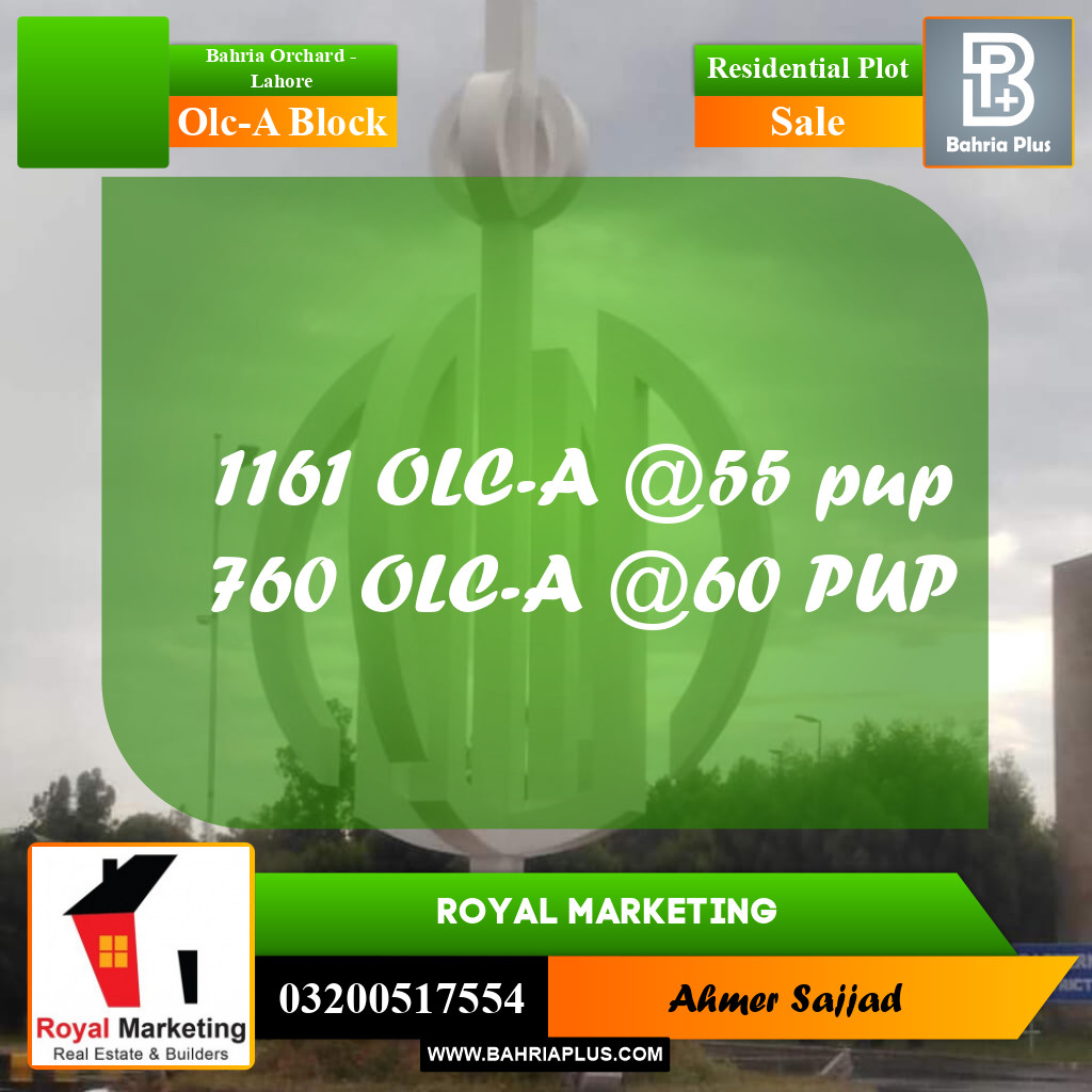 5 Marla Residential Plot for Sale in OLC-A Block -  Bahria Orchard, Lahore - (BP-303620)