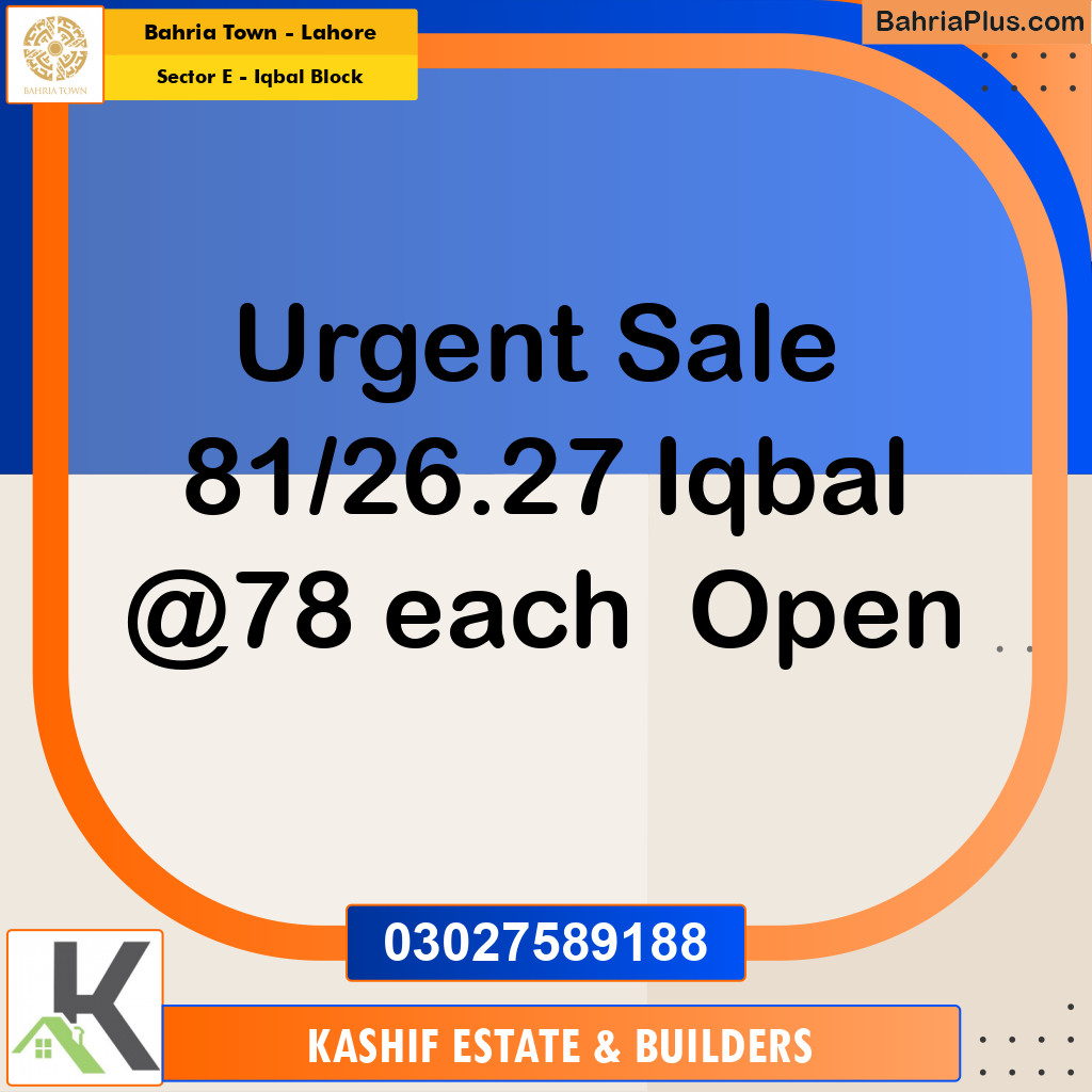 5 Marla Residential Plot for Sale in Sector E - Iqbal Block -  Bahria Town, Lahore - (BP-303642)