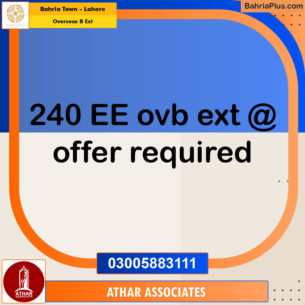 20 Marla Residential Plot for Sale in Overseas B Ext -  Bahria Town, Lahore - (BP-303659)