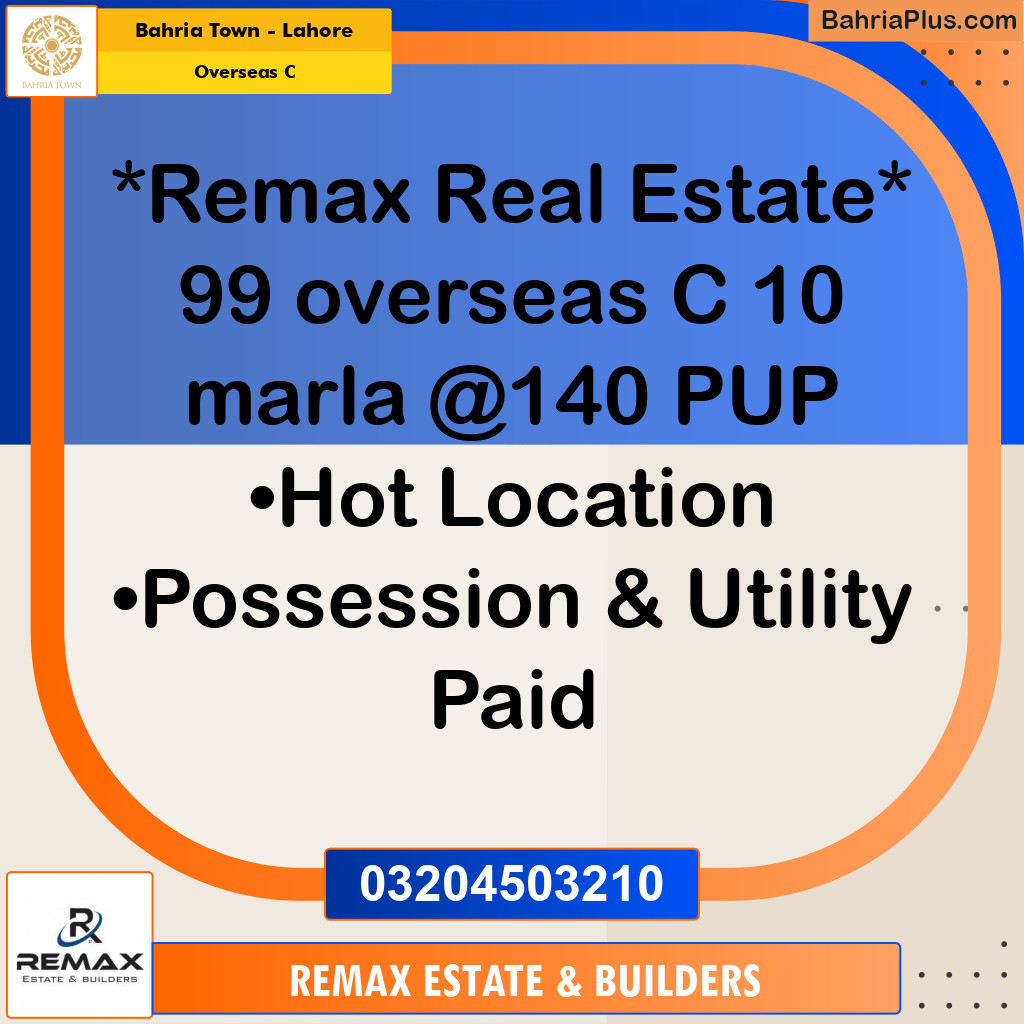 10 Marla Residential Plot for Sale in Overseas C -  Bahria Town, Lahore - (BP-303697)