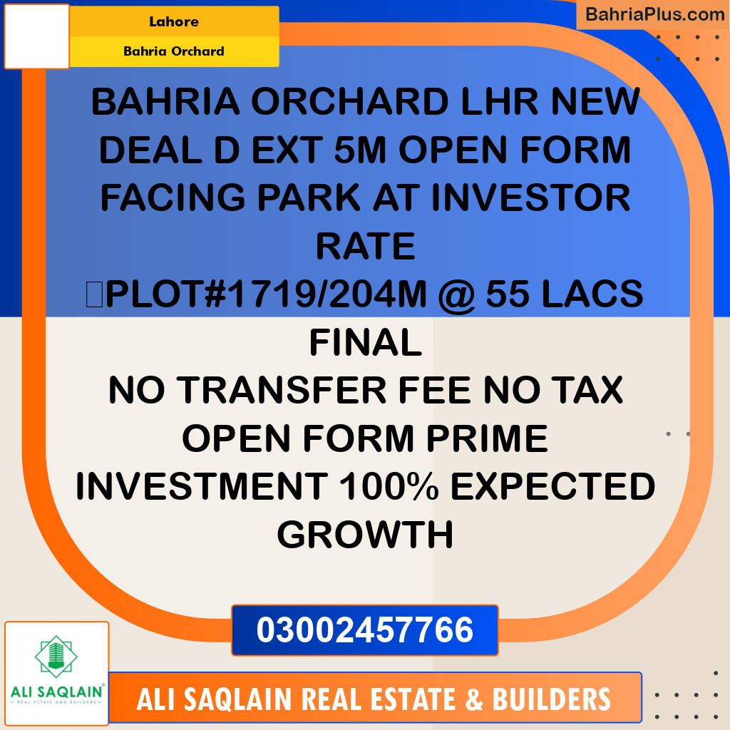 Residential Plot for Sale in Bahria Orchard, Lahore - (BP-303755)