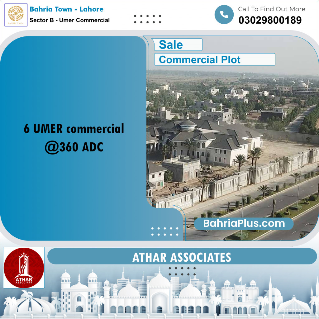 8 Marla Commercial Plot for Sale in Sector B - Umer Commercial -  Bahria Town, Lahore - (BP-303893)