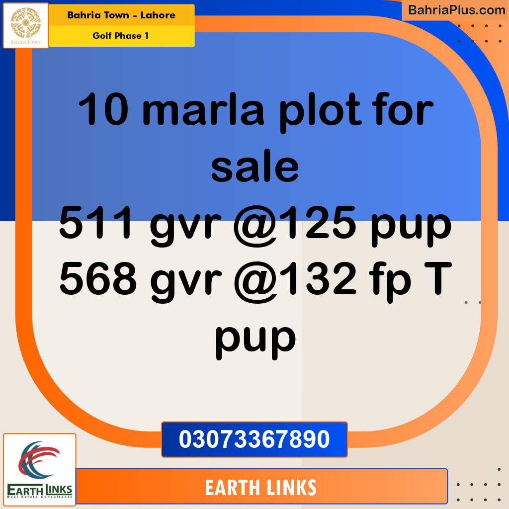 10 Marla Residential Plot for Sale in Golf Phase 1 -  Bahria Town, Lahore - (BP-303923)