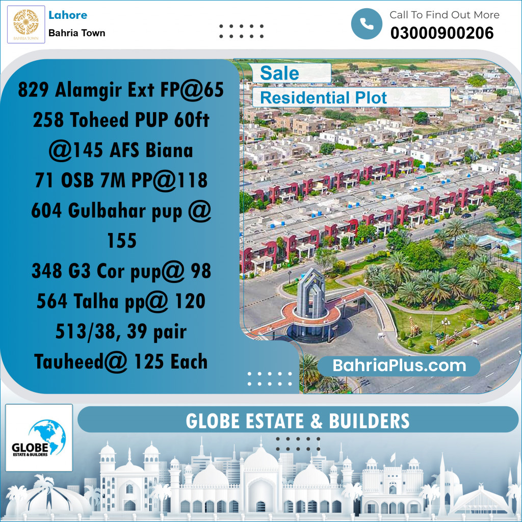 Residential Plot for Sale in Bahria Town, Lahore - (BP-304034)