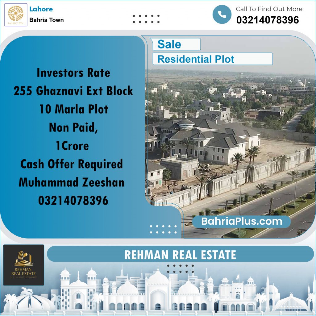 10 Marla Residential Plot for Sale in Bahria Town, Lahore - (BP-304077)