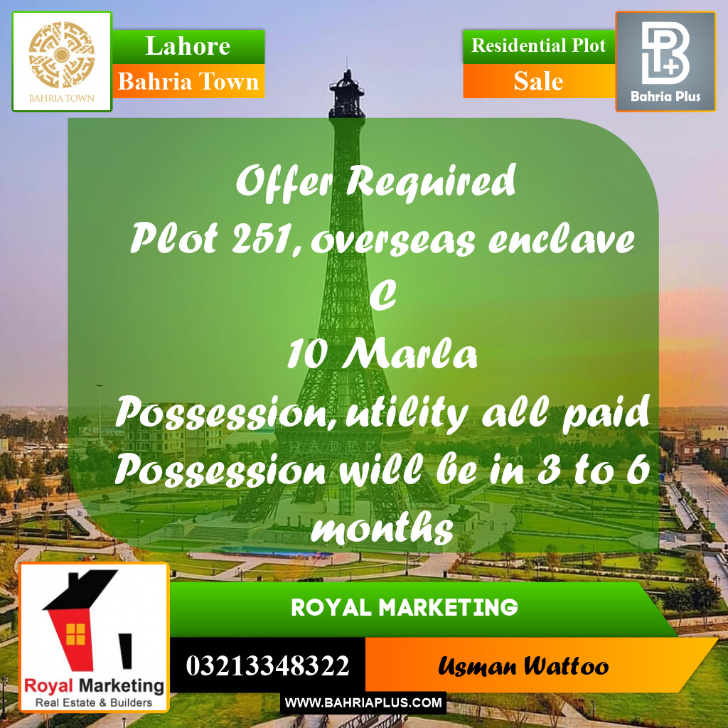 Residential Plot for Sale in Bahria Town, Lahore - (BP-304193)