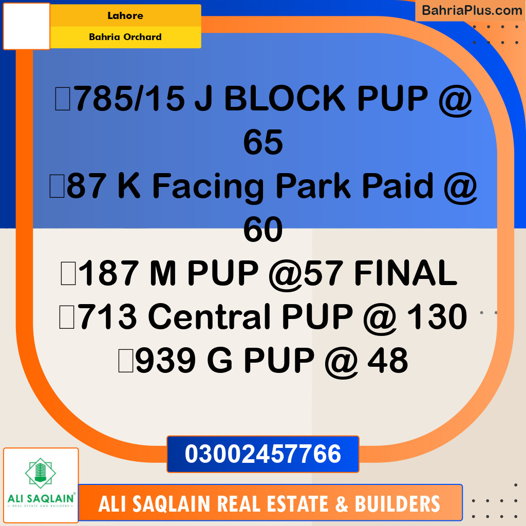 Residential Plot for Sale in Bahria Orchard, Lahore - (BP-304261)