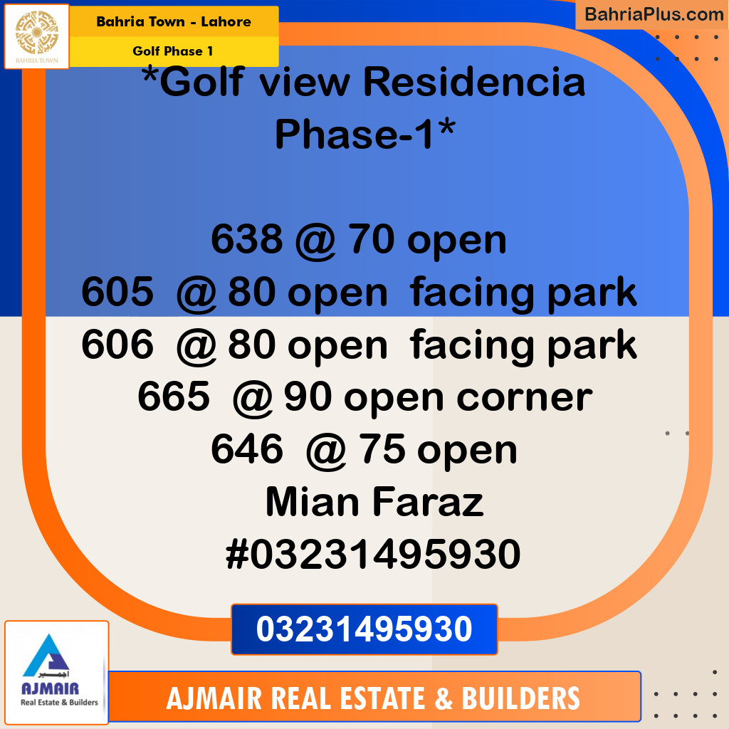 5 Marla Residential Plot for Sale in Golf Phase 1 -  Bahria Town, Lahore - (BP-304342)