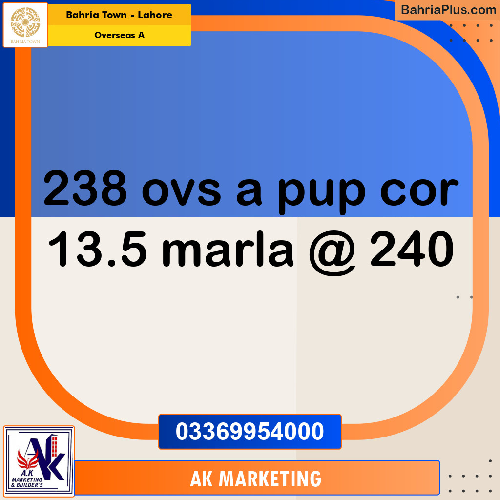 13.5 Marla Residential Plot for Sale in Overseas A -  Bahria Town, Lahore - (BP-304380)