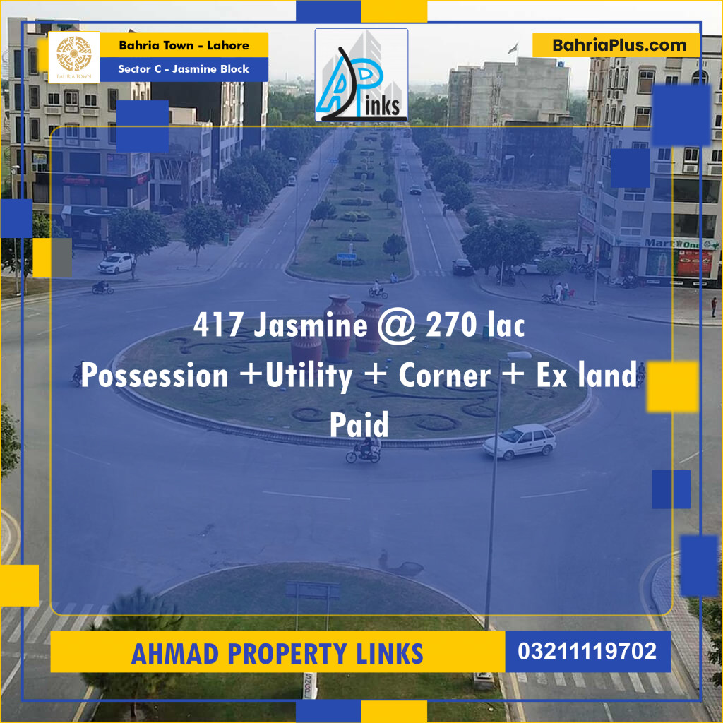 10 Marla Residential Plot for Sale in Sector C - Jasmine Block -  Bahria Town, Lahore - (BP-304434)