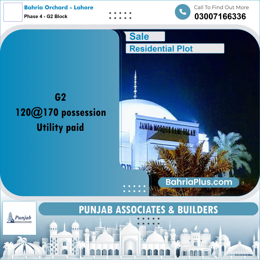 Residential Plot for Sale in Phase 4 - G2 Block -  Bahria Orchard, Lahore - (BP-304453)