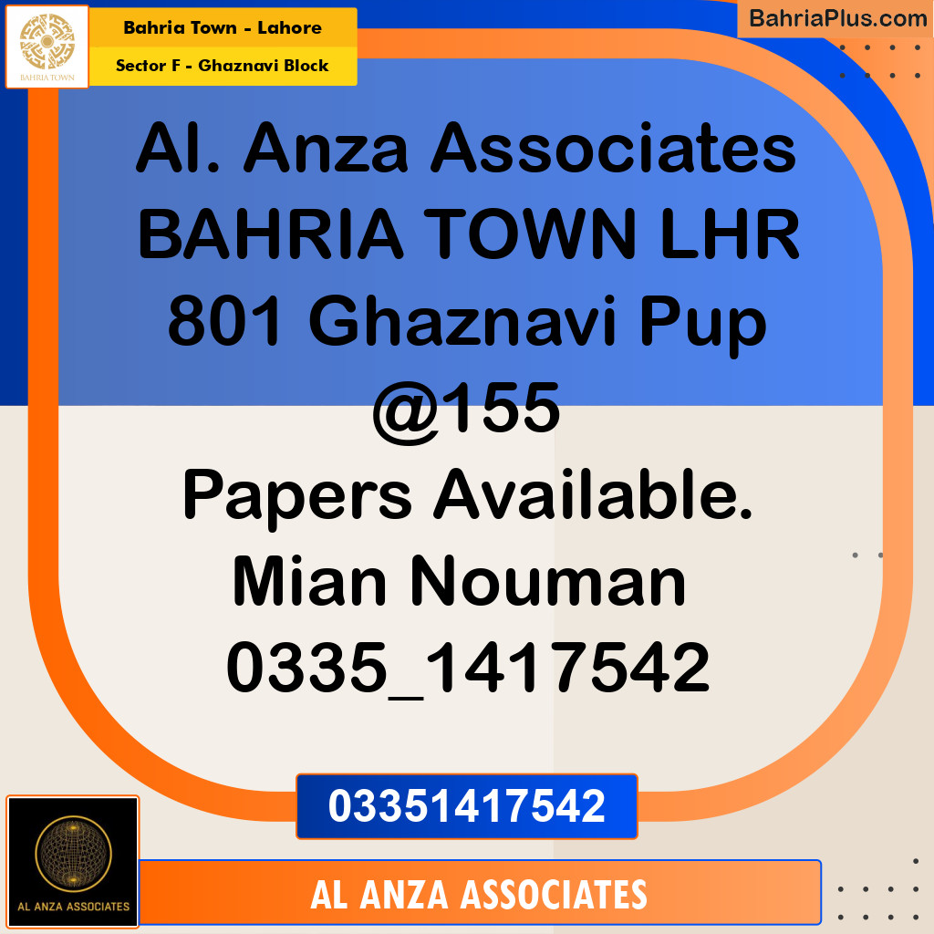 10 Marla Residential Plot for Sale in Sector F - Ghaznavi Block -  Bahria Town, Lahore - (BP-304514)