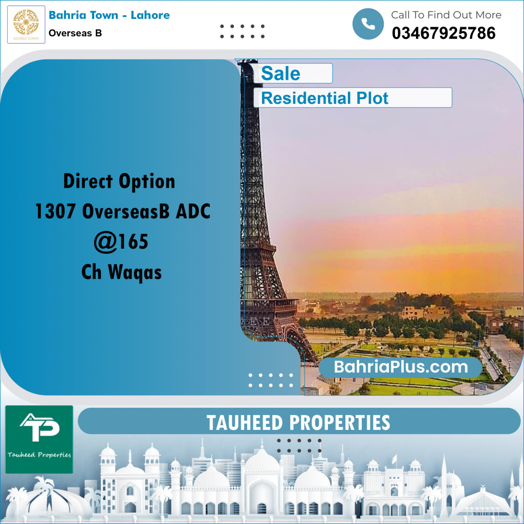 10 Marla Residential Plot for Sale in Overseas B -  Bahria Town, Lahore - (BP-304530)