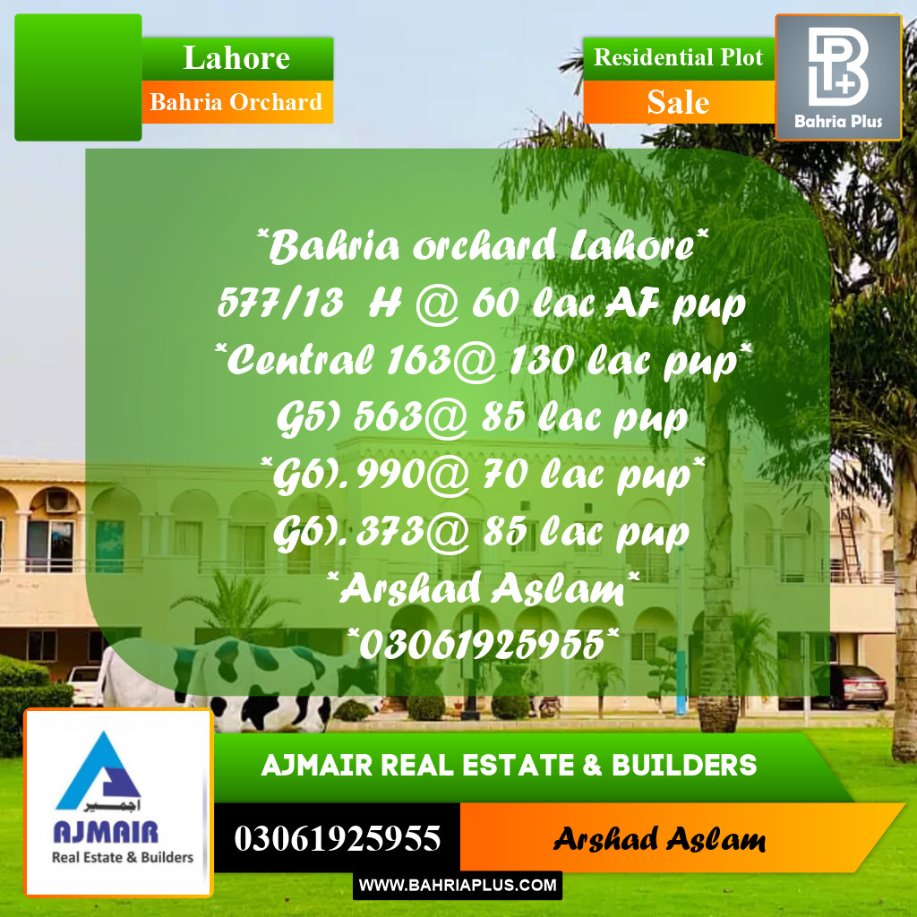 Residential Plot for Sale in Bahria Orchard, Lahore - (BP-304580)
