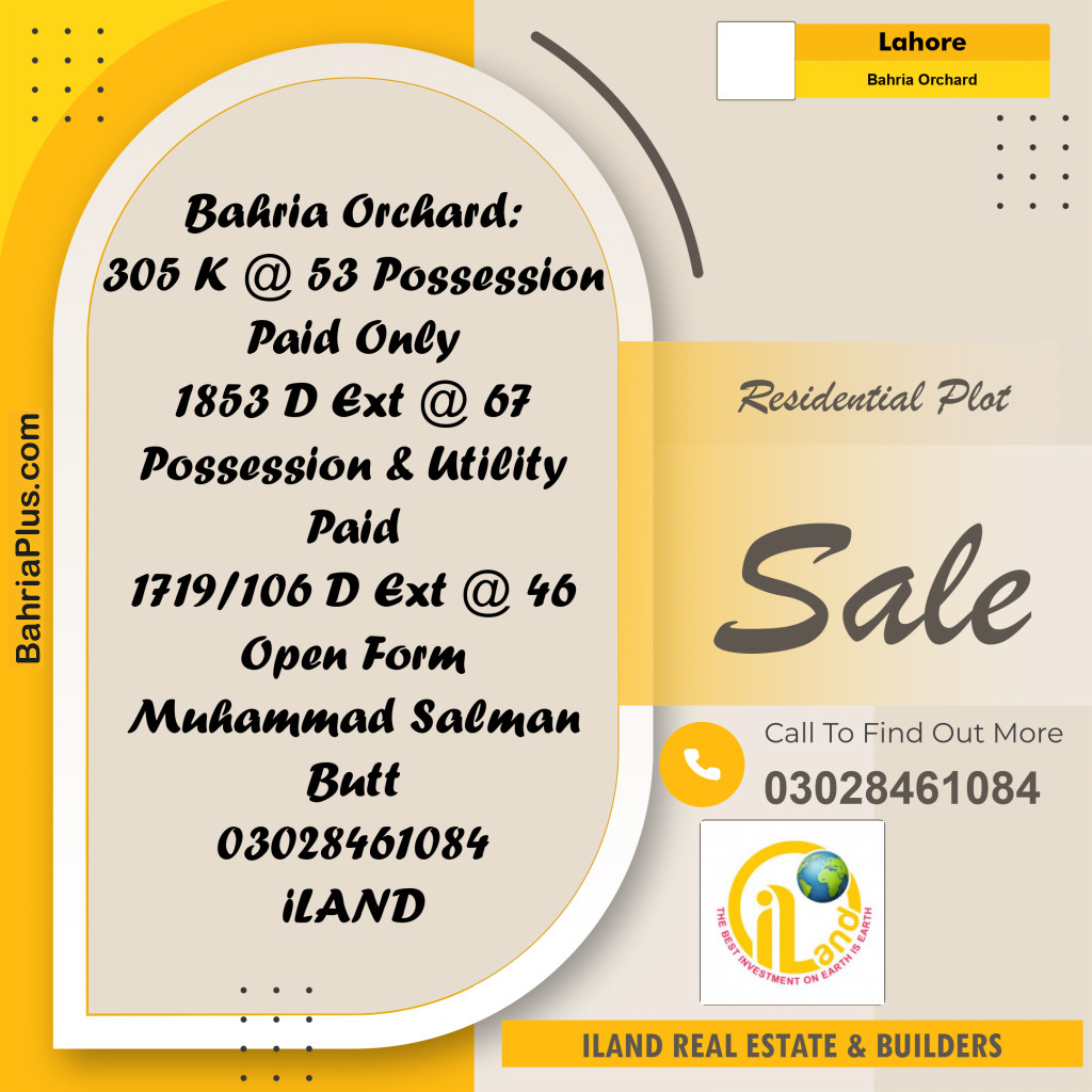 Residential Plot for Sale in Bahria Orchard, Lahore - (BP-304696)