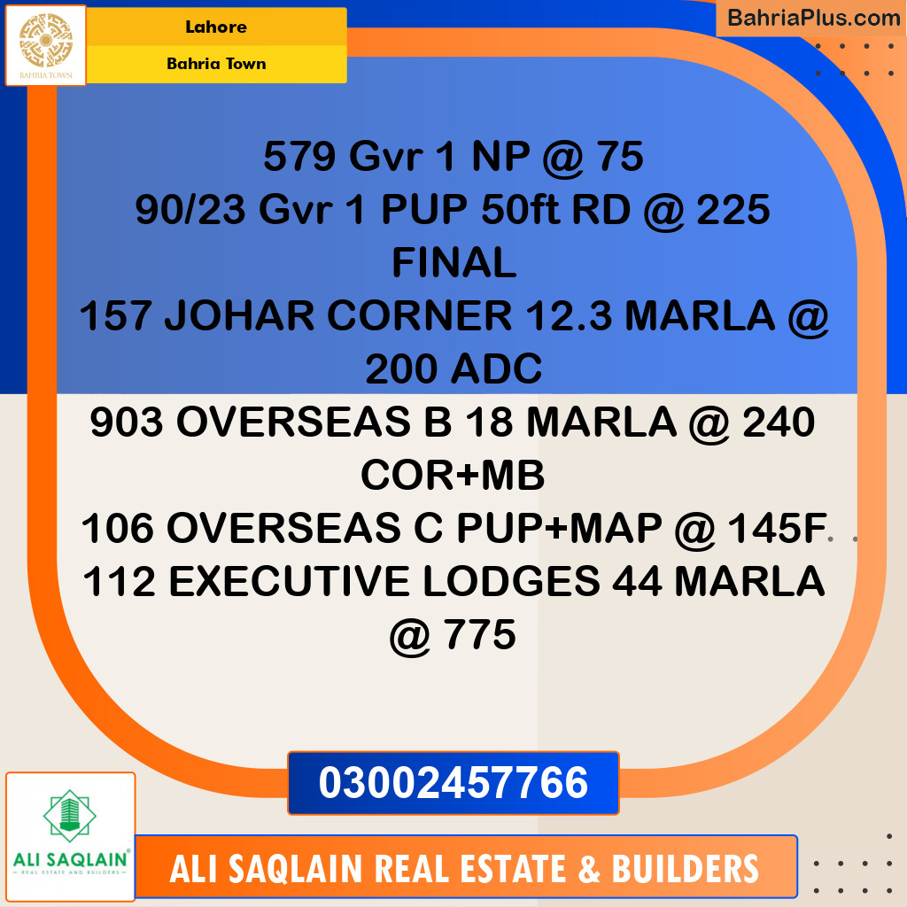 Residential Plot for Sale in Bahria Town, Lahore - (BP-304781)