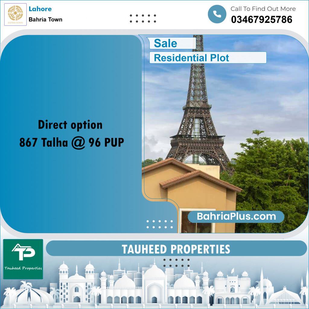 5 Marla Residential Plot for Sale in Bahria Town, Lahore - (BP-304788)