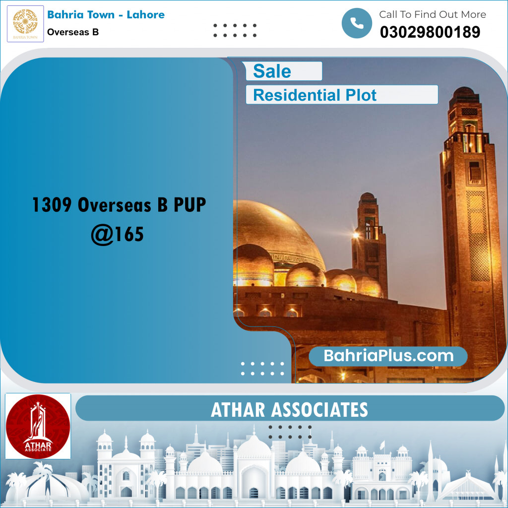 10 Marla Residential Plot for Sale in Overseas B -  Bahria Town, Lahore - (BP-304827)
